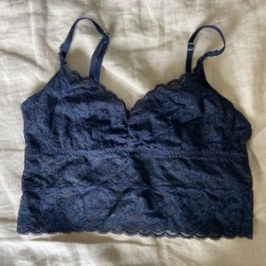 Hollister Gilly Hicks lace bralette, unlined, size medium, navy blue